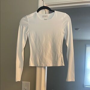 Aritzia White Long Sleeve Contour Top